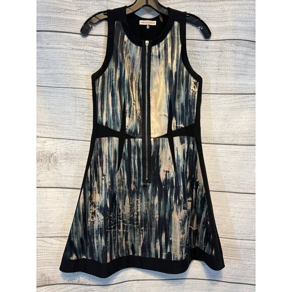 Rebecca Taylor Sleeveless Abstract Print Fit & Flare Dress With Front Zipper 4 - Picture 1 of 4